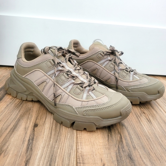 ZARA KHAKI GREEN HIKING BOOT STYLE SNEAKERS LACE UP USA 9 EU 40 BRAND NEW - Picture 14 of 14